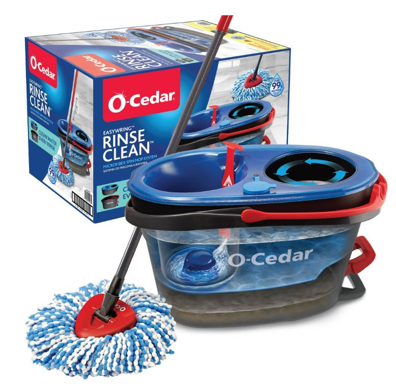 O-Cedar RinseClean Clean Water Spin Mop and Bucket System  Clean with Clean Water  Removes 99% of Bacteria