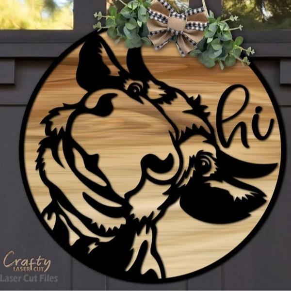 Cow Hi Door Hanger SVG - Laser Cut Files - Cow SVG - Cow Door Sign - Welcome Sign Svg - Farmhouse Sign Svg - Farm Decor - Glowforge Files