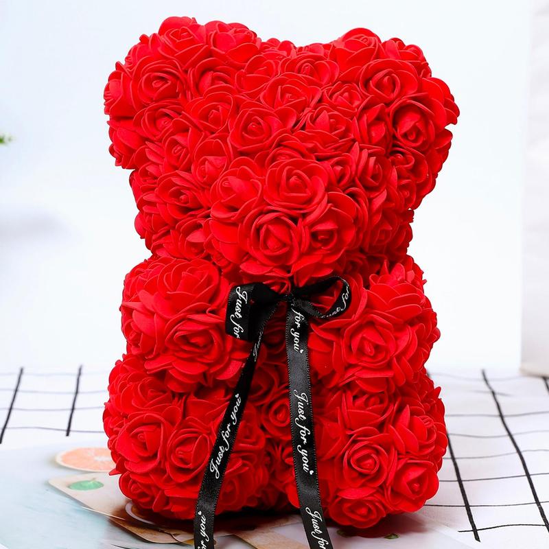 Bear Design Artificial Rose Bouquet, Lifelike Artificial Flower, Romantic Gift for Anniversary, Valentine's Day, Wedding Party Decoration