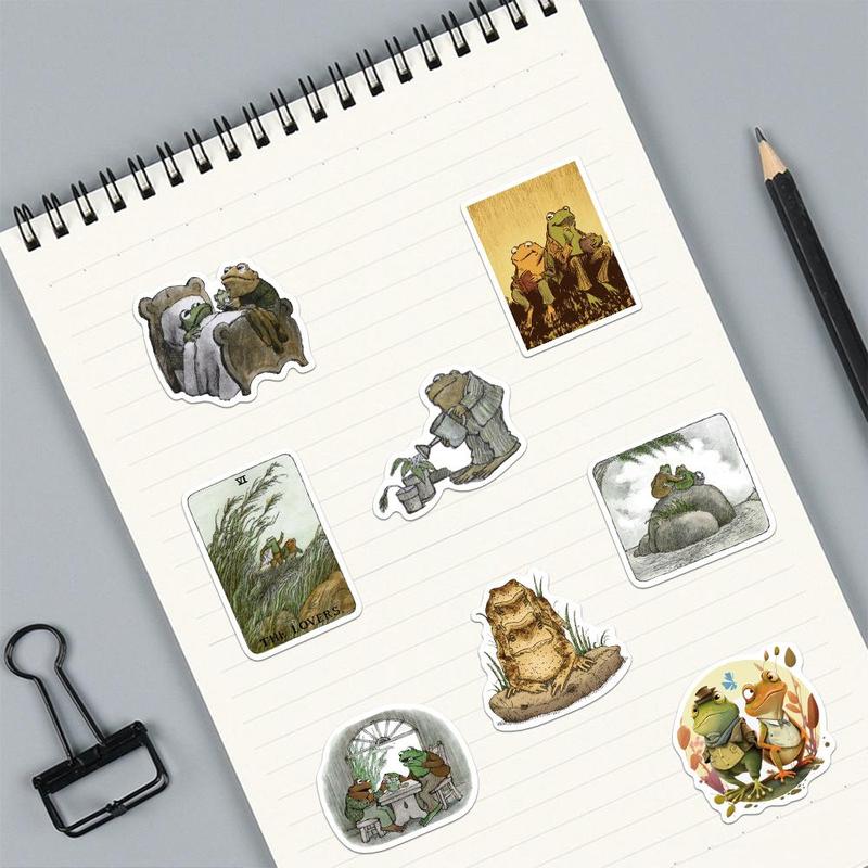 Frog & Toad Pattern Sticker, 50pcs set Creative Cartoon Decorative Sticker, DIY Decals for Water Bottle, Laptop, Phone Case, Scrapbooking, Journal Making