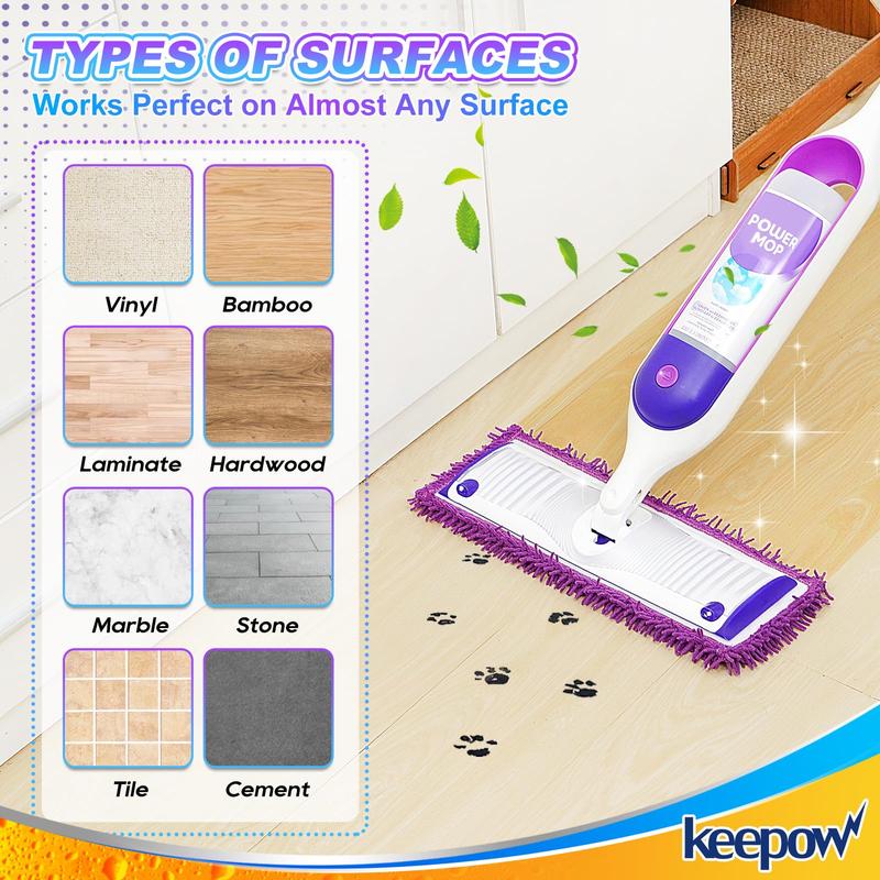 KEEPOW Reusable Power Mop Refill Pads Compatible with Swiffer PowerMop, Microfiber Power Mop Refills, Power Mop Pads for Hardwood Floor Cleaning