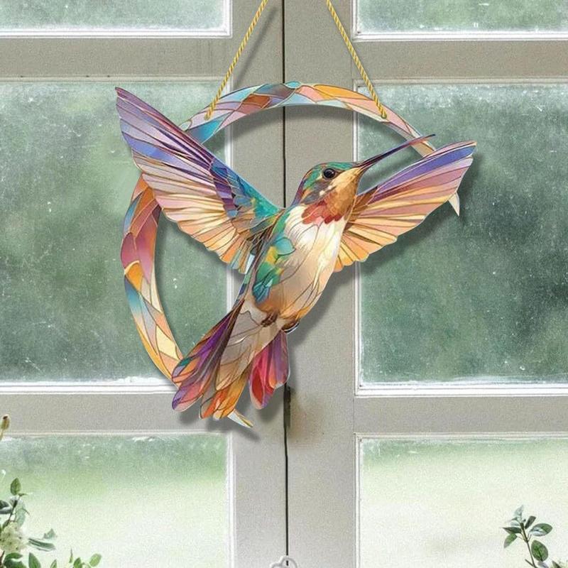 Hummingbird Design Hanging Decor, 1 Count Colorful Bird Acrylic Hanging Ornament, Hanging Decor for Home Living Room Bedroom