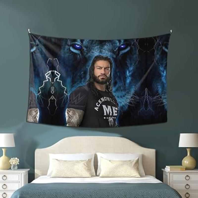 Roman Great Wrestler Reigns Tapestry Wall Hanging Art Poster For Living Room Bedroom Dorm Decorations Porch Hangings Wall Art Banners Window Curtain Picnic Blankets 60x40(inch)