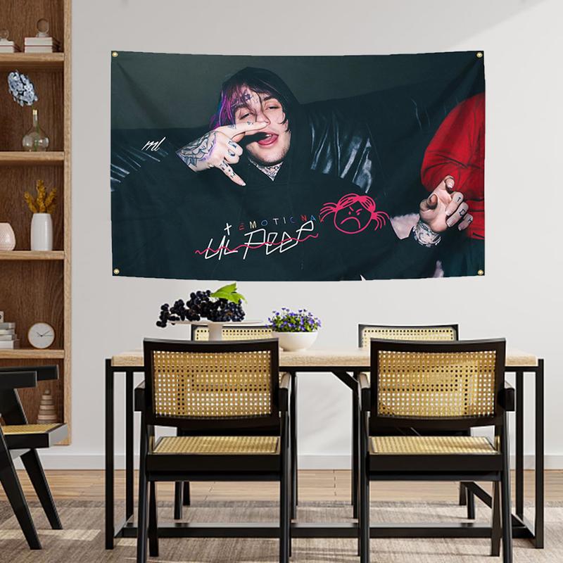 Rapper Music Poster Lil Singer Peep Tapestry 3X5ft Banner Home Decor Tapestry Bedroom, Living Room, College Dorm Decor Can Be Used Indoor and Outdoor