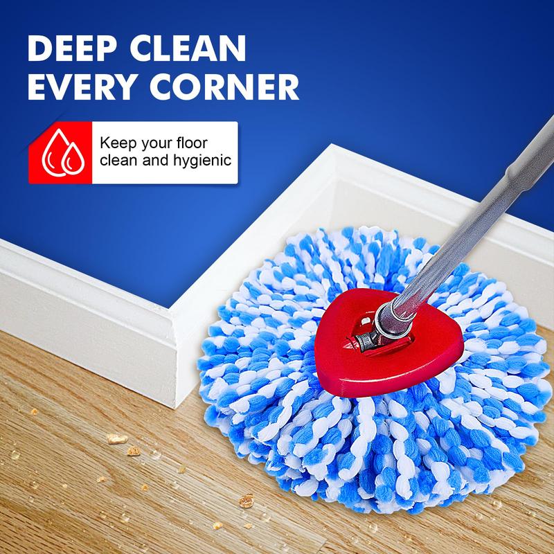 Keepow Mop Heads + Scrub Brush Replacement Set Compatible with Spin Mop and Bucket 2 Tank System