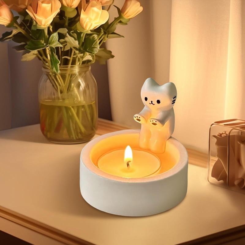 Kitten Candle Holder Warming Paws Cat Tea Light Holder Warming Hands Funny Animal Tea Light Holder (No Candles) Cute Cat Tea Light Holder Decor Gift Table Ornaments Adjustable Timer Candle Warmer Lamp