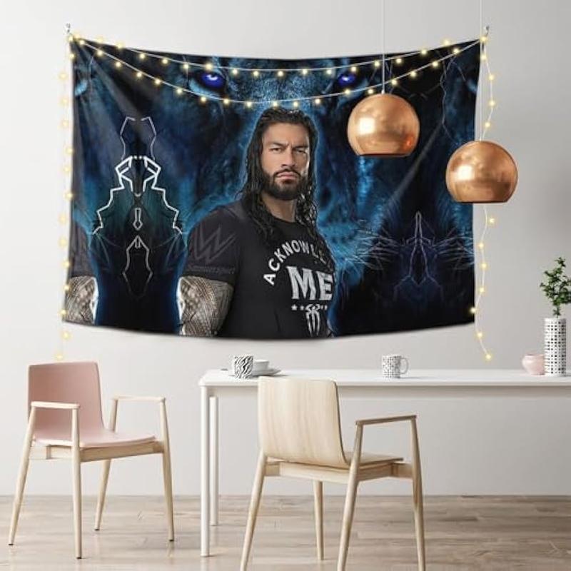 Roman Great Wrestler Reigns Tapestry Wall Hanging Art Poster For Living Room Bedroom Dorm Decorations Porch Hangings Wall Art Banners Window Curtain Picnic Blankets 60x40(inch)