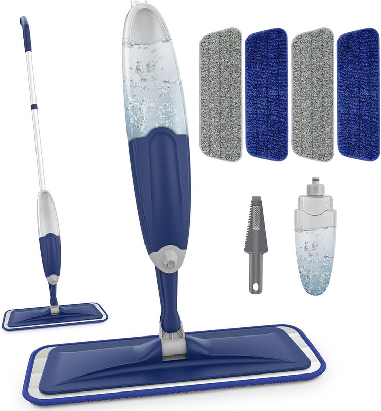 Spray Mops Microfiber Floor Mops for Cleaning, Wet Dry Mop Floor Cleaning Mops with 4 Reusable Washable Mop Pads, Wet Spray Mop Dust Mop Refillable Flat Floor Mop for Hardwood Laminate Tile Floors