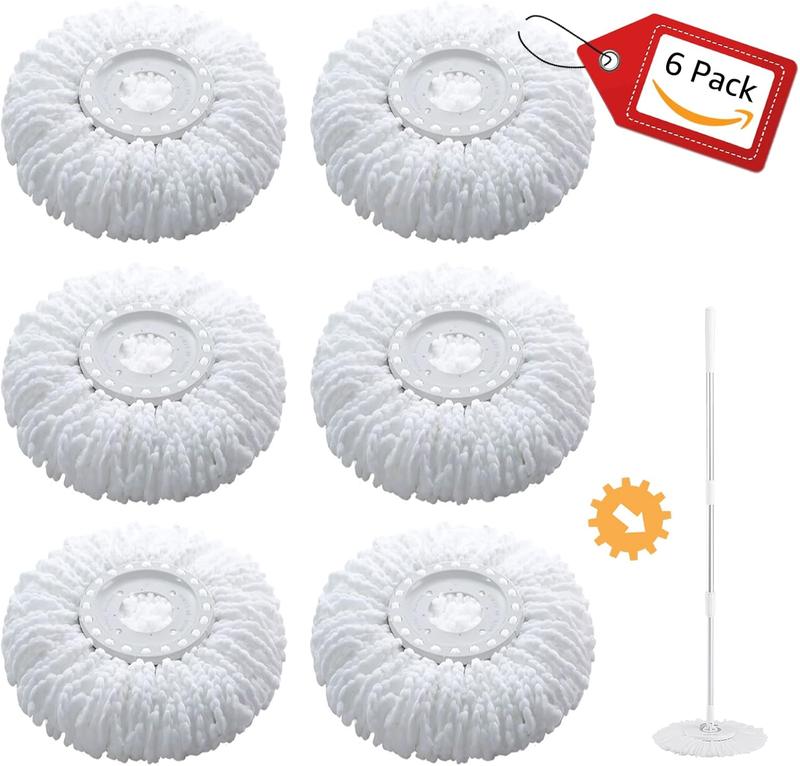 6-Pack Circular Spin Mop Head Refill Replacement