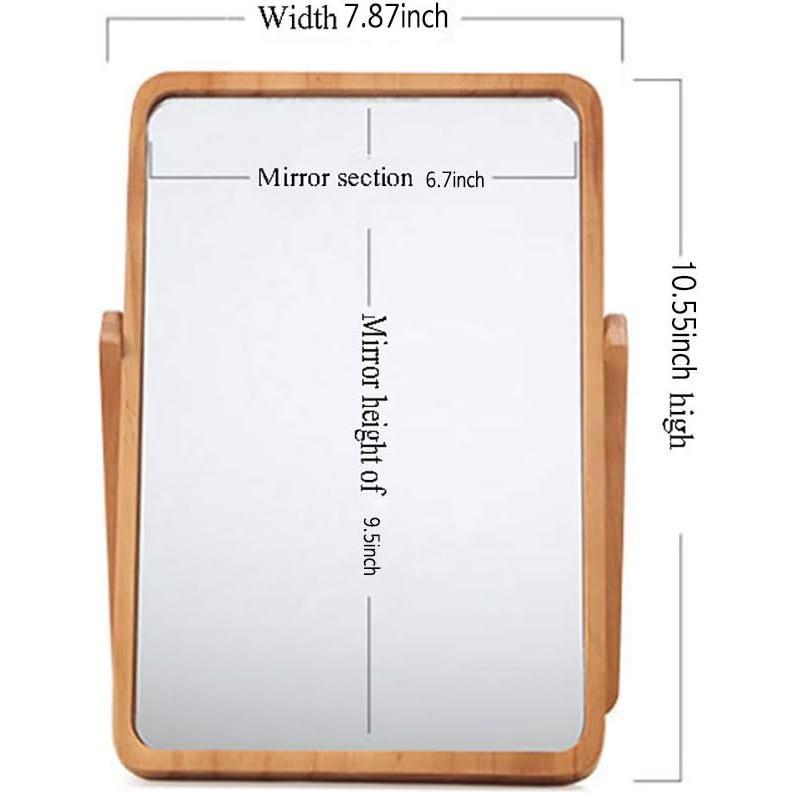 Desk Makeup Mirrors with Wood - Rectangle Wall-Mounted Mirrors Table Mirrors for Living Room Bedroom Birthday Gifts