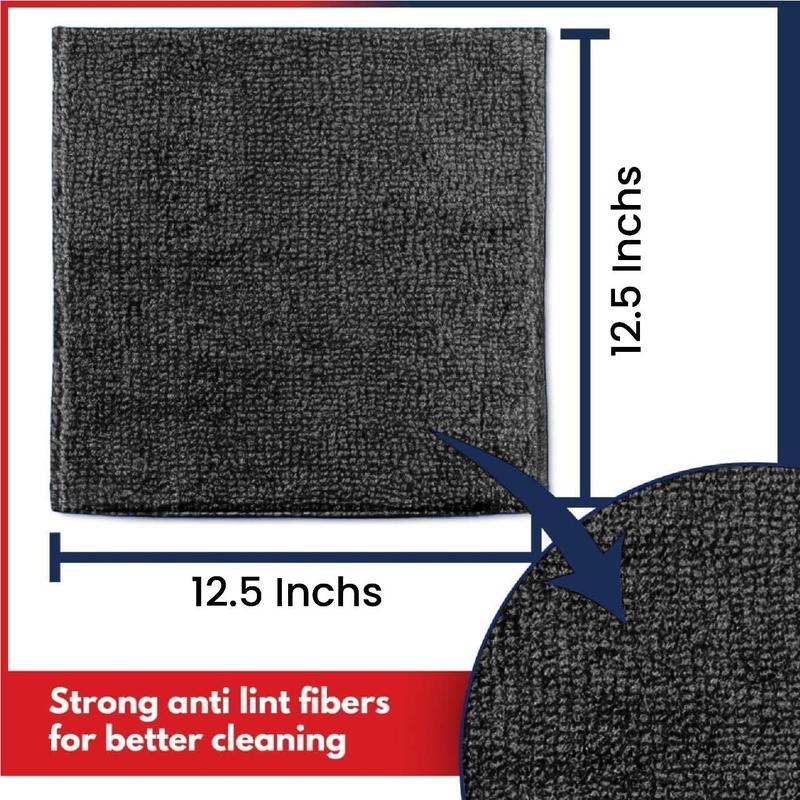 Microfiber Cleaning Cloth - 12 Count 12.5x12.5 inch High Performance - 1200 Washes, Ultra Absorbent Microfiber Towels for Cars Weave Grime & Liquid for Streak-Free Mirror Shine-Microfiber Cloth