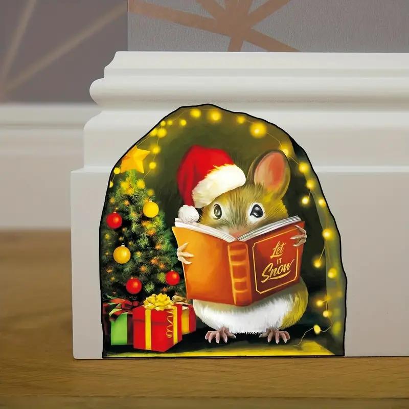 3D Mouse Reading Book Pattern Wall Sticker, Creative Removable Wall Decor, Decorative Sticker For Home Bedroom Living Room, Wallpaper for Bedroom