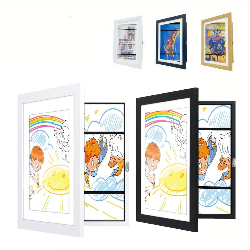 2 Pack Kids Art Frames, 10x12.5 Kids Artwork Frame Changeable Front Opening, Children Storage Frame Hold 50Pcs Crafts, Drawing, Art Projects, Schoolwork Colorful Decor