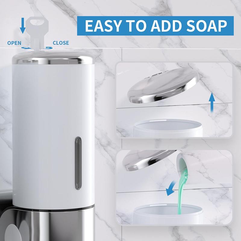 3 in 1 Wall Mounted Soap Dispenser, Shampoo and Conditioner Dispenser, Soap Dispenser for Bathroom, Kitchen and Hotel