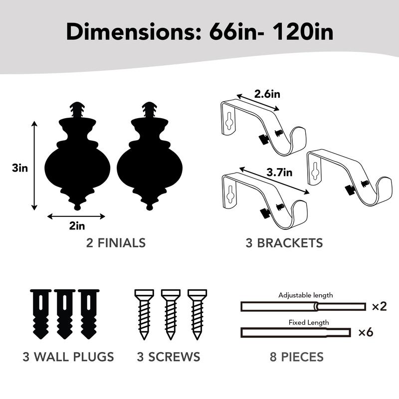 Curtain Rod   Deconovo Decorative Adjustable Single Window Curtain Rod Set showerrod