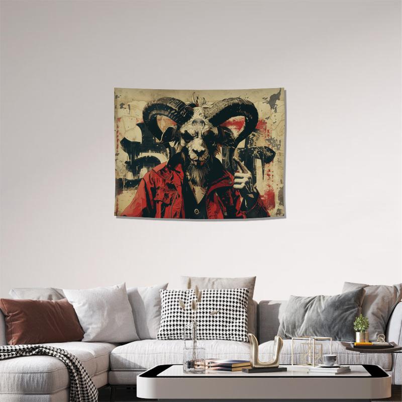 Christmas 2024 Ornament - Abstract Demon adversary Tapestry For Living Room, Bedroom, Office - Polyester Horizontal Wall Hanging With Free Installation Kit, Home & Party Decor, 1Pc