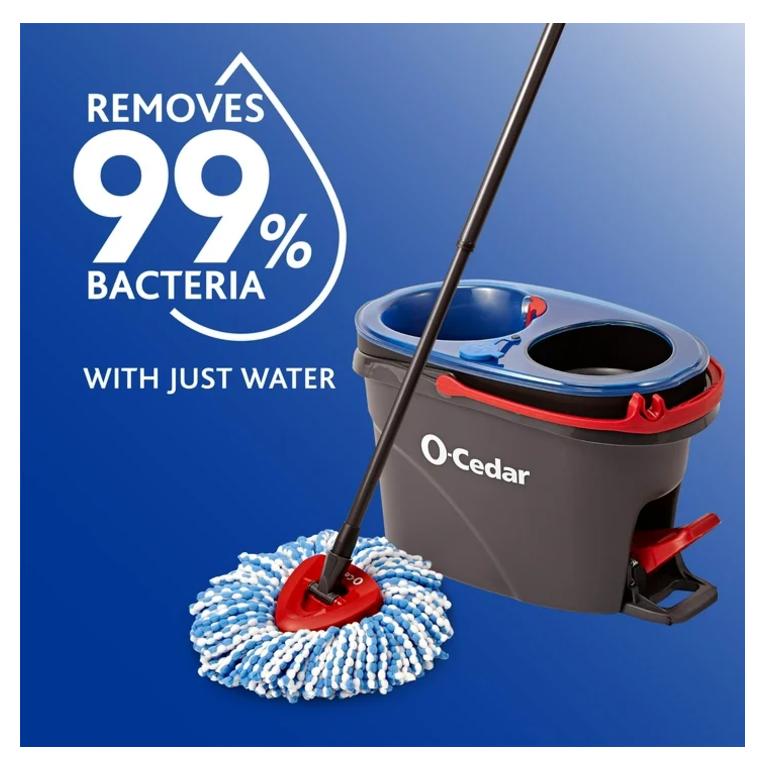 O-Cedar RinseClean Clean Water Spin Mop and Bucket System  Clean with Clean Water  Removes 99% of Bacteria