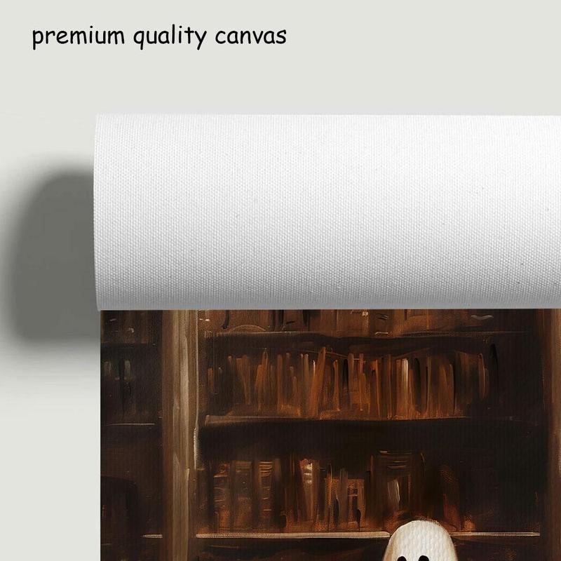 Ghost Reading Book Pattern Unframed Painting, 1 Count Modern Canvas Wall Art, Wall Decor for Home Living Room Bedroom Study Room