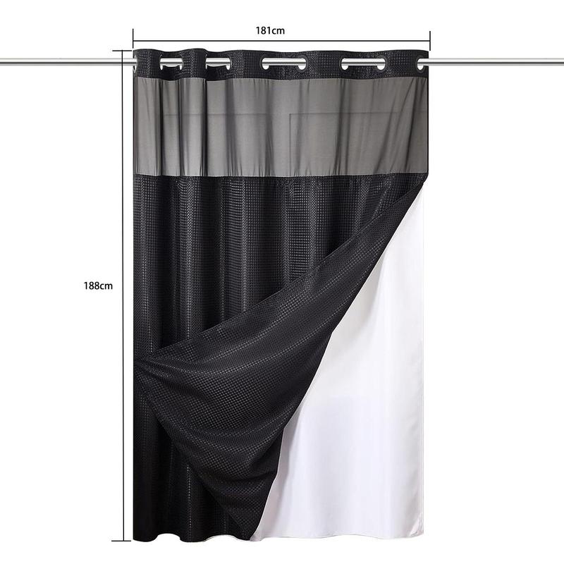 [60%OFF] Colorful No Hook Shower Curtain with Snap in Fabric Liner, Waffle Heavy Duty Thick Shower Curtains with Mesh Top Window, Hotel Style Waterproof Bathroom Curtain Set