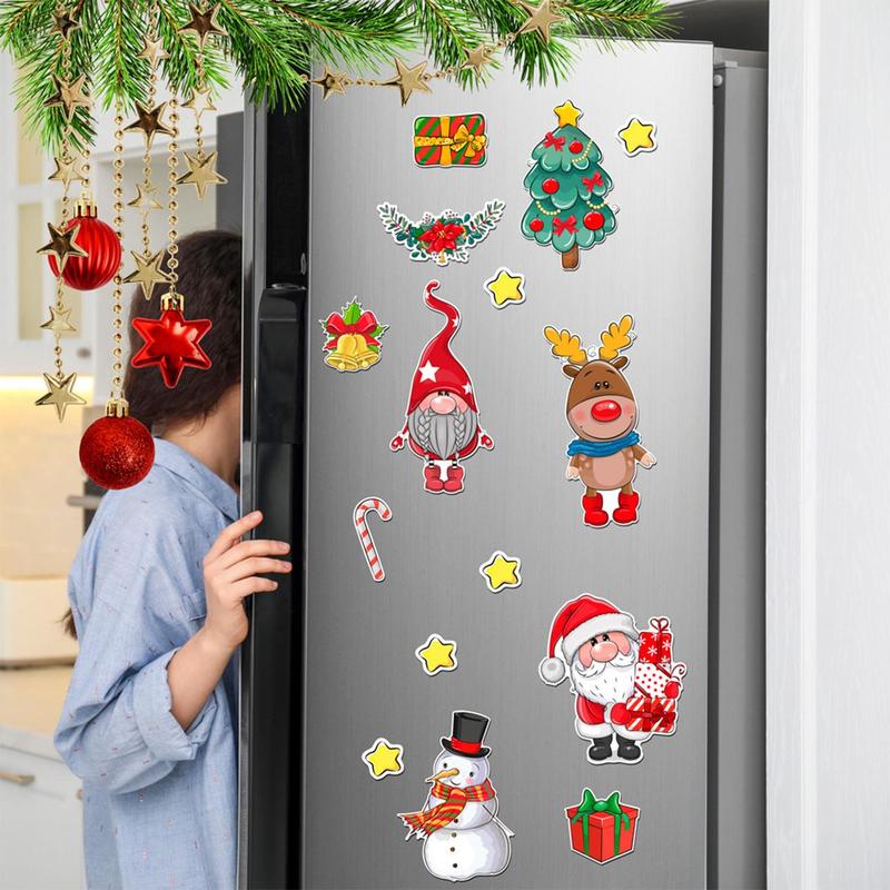 Christmas Themed Magnetic Fridge Magnet, 1 Set Cute Cartoon Santa Claus Reindeer Snowman Star Fridge Magnet, Home Decor for Kitchen Living Room