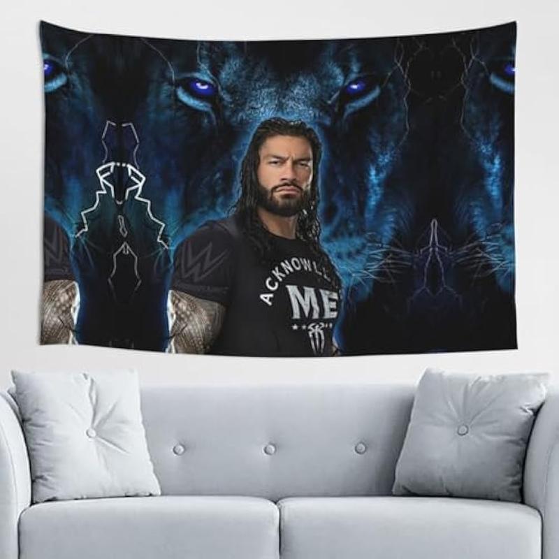 Roman Great Wrestler Reigns Tapestry Wall Hanging Art Poster For Living Room Bedroom Dorm Decorations Porch Hangings Wall Art Banners Window Curtain Picnic Blankets 60x40(inch)