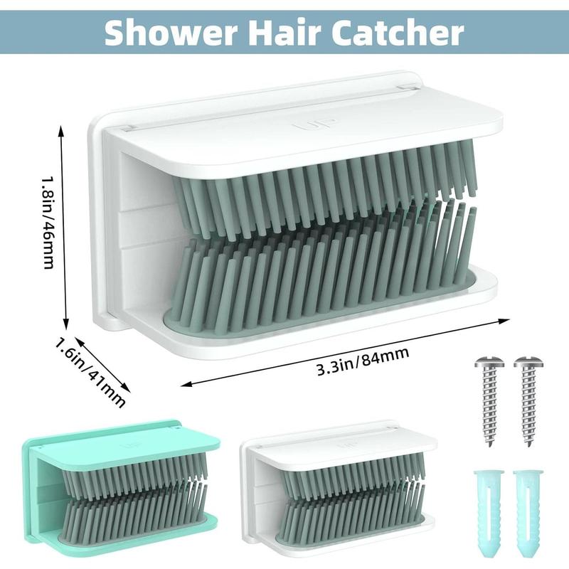 Hair Catcher, Hair Trap for Shower Drain, Reusable Shower Wall Hair Collector, Snare, and Drain Protector, Silicone Hair Grabber for Bathroom Bathtub (White)