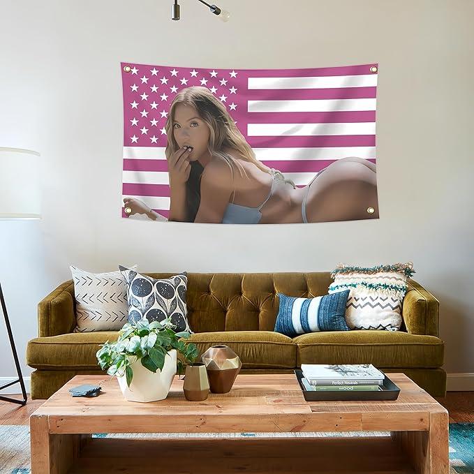 Sexy Flag Sydney Star Sweeney American Funny  Gift Colorful Bedroom 40*30 Inch Tapestry Tapestry Poster for Youth Dormitory Men's Den Bedroom Living Room Bedroom Decoration