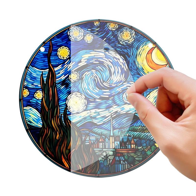 Van Gogh Starry Night Pattern Hanging Decor, 1 Count Waterproof Acrylic Hanging Ornament, Hanging Decor for Home Party Wedding