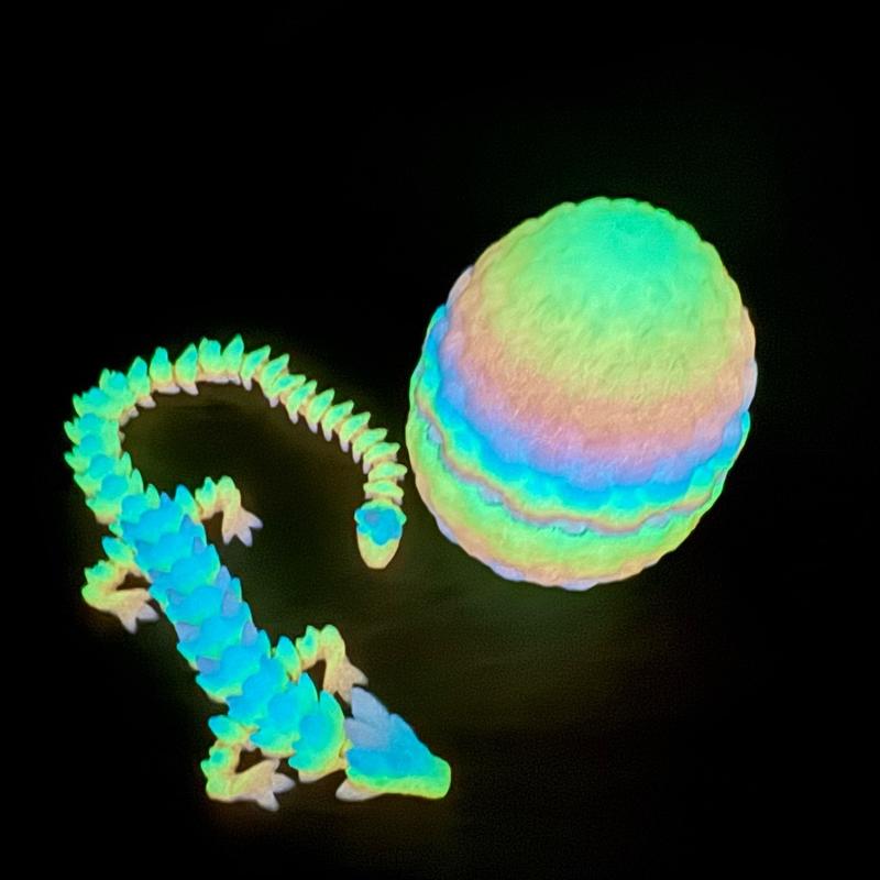 3D Printed Glow In The Dark Rainbow Dragon Decor Gift Figurine by PrintCraft Studios Room Ornaments