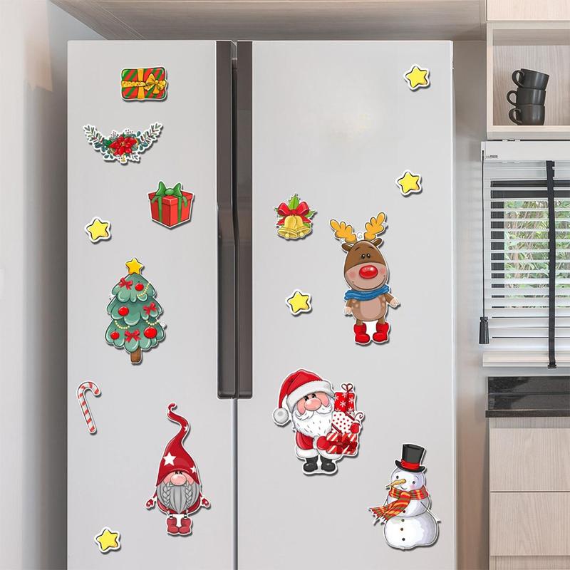 Christmas Themed Magnetic Fridge Magnet, 1 Set Cute Cartoon Santa Claus Reindeer Snowman Star Fridge Magnet, Home Decor for Kitchen Living Room