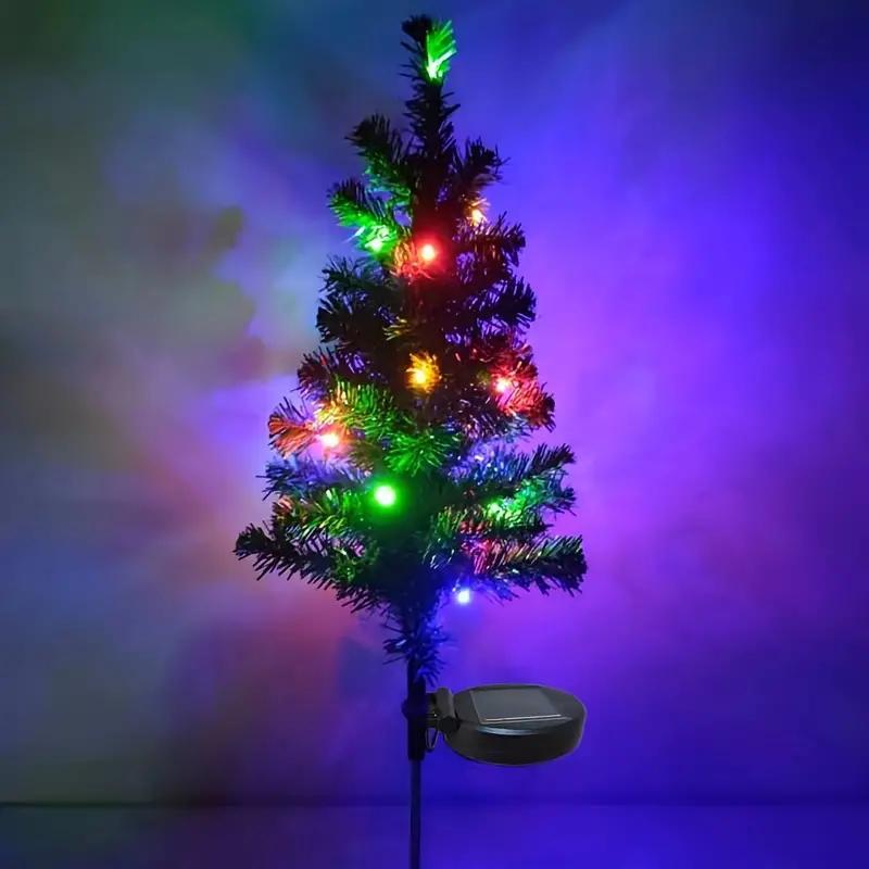 Solar Powered Christmas Tree Shaped Garden Light, 2 Counts Waterproof LED Decorative Light, Christmas Outdoor Light for Garden Lawn Yard