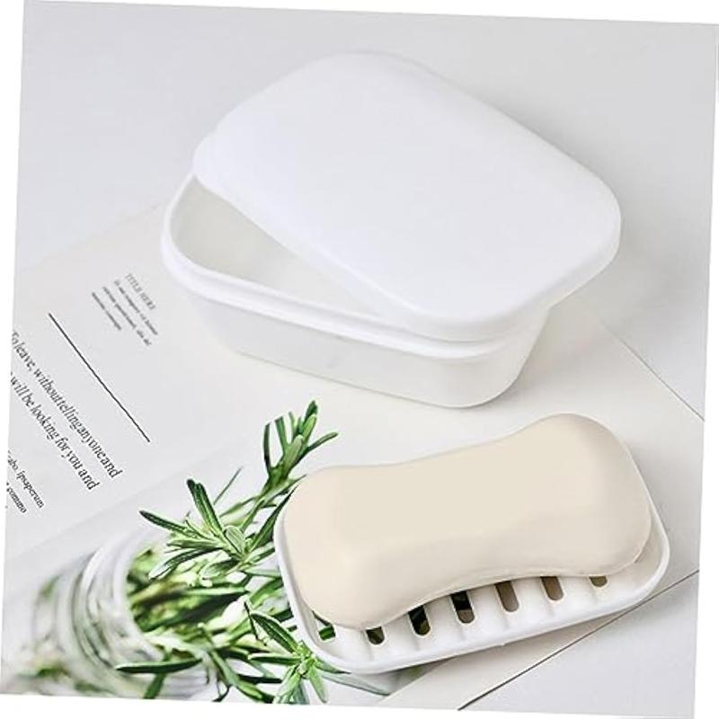 Portable Soap Box, 1 Count Travel Drain Soap Storage Box with Lid, Sealed Portable Soap Box for Home Bathroom & Kitchen & Travel