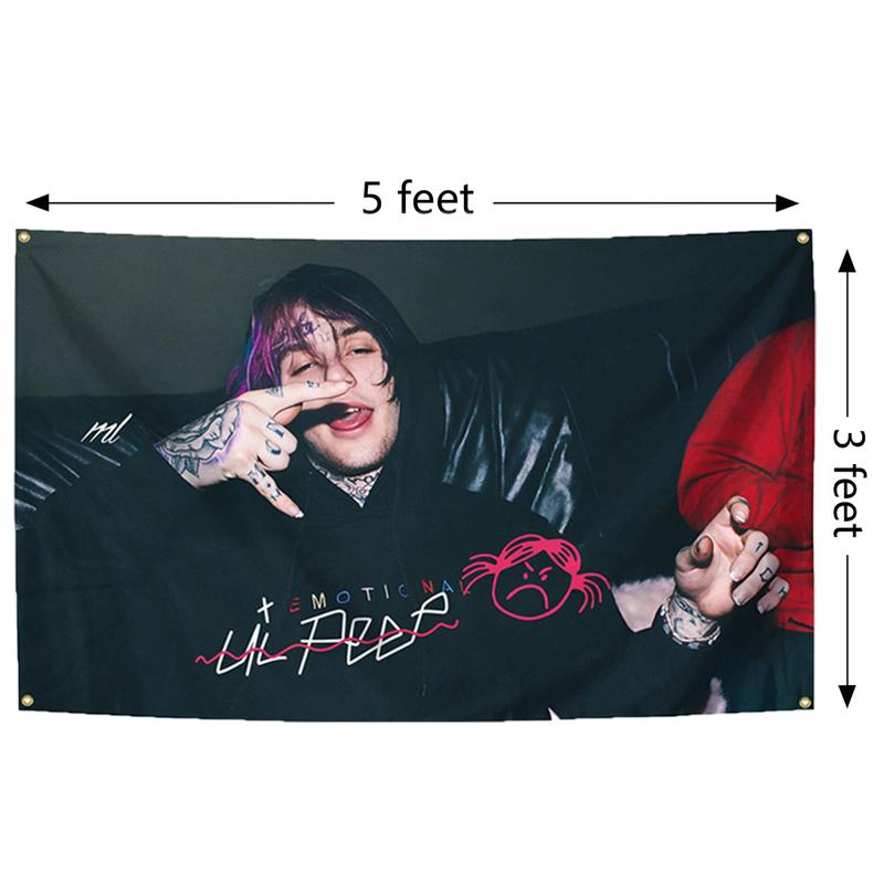 Rapper Music Poster Lil Singer Peep Tapestry 3X5ft Banner Home Decor Tapestry Bedroom, Living Room, College Dorm Decor Can Be Used Indoor and Outdoor