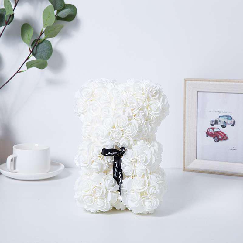 Rose Bear for Room Decor, 1 Count Creative Diy Cute Bear Design Artificial Flower Bouquet, Bedroom Decor, Gift for Wedding, Summer Gift, Boyfriend Gifts, Room Accessories Decorative Fruit floral roses bouquet