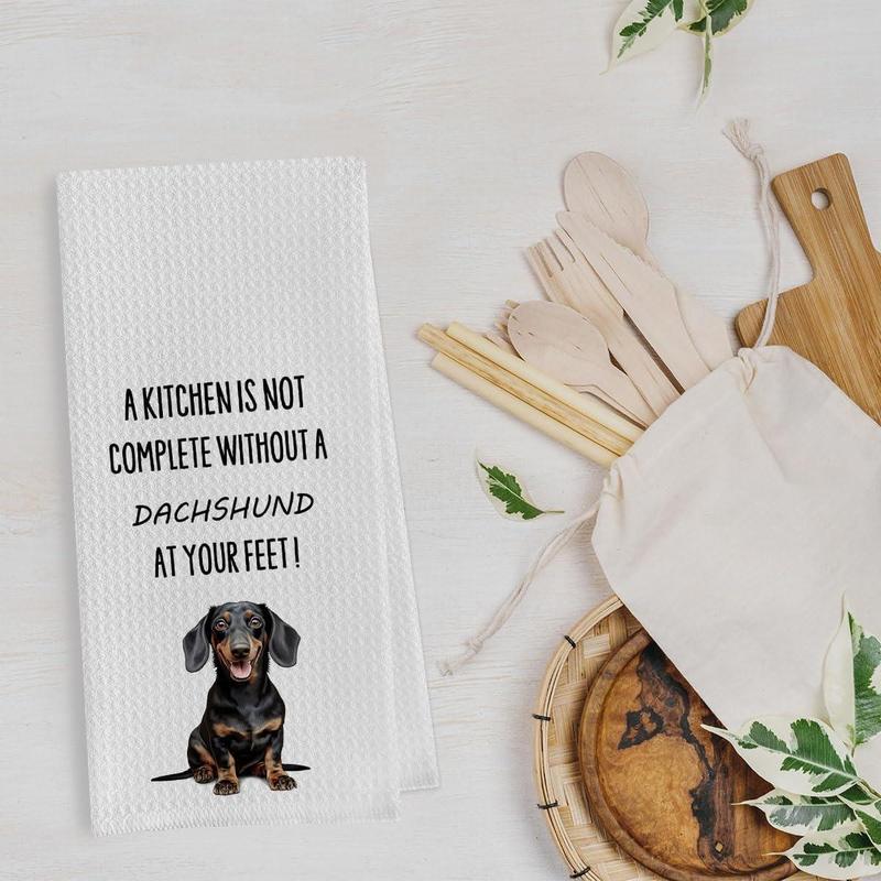 Funny Dachshund Dish Towels - Dachshund Decorative Waffle Weave Kitchen Towels,  Hand Towel, Dachshund Lovers Gifts Tea Towel (16×24 Inches)