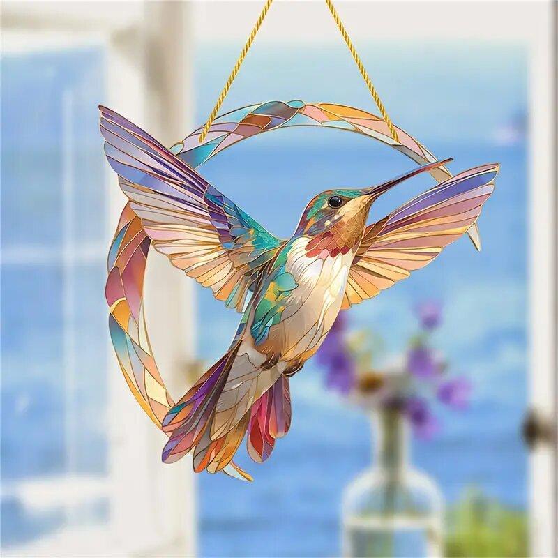 Hummingbird Design Hanging Decor, 1 Count Colorful Bird Acrylic Hanging Ornament, Hanging Decor for Home Living Room Bedroom