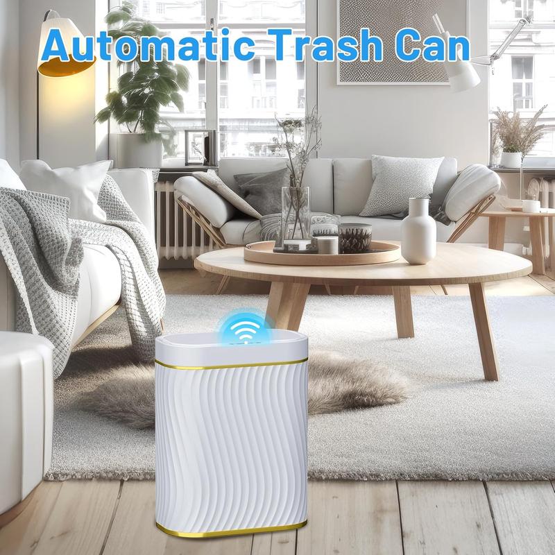 Automatic Touchless Lid Bathroom Trash Can, Narrow Garbage Bin for Bedroom, Office, Living Room