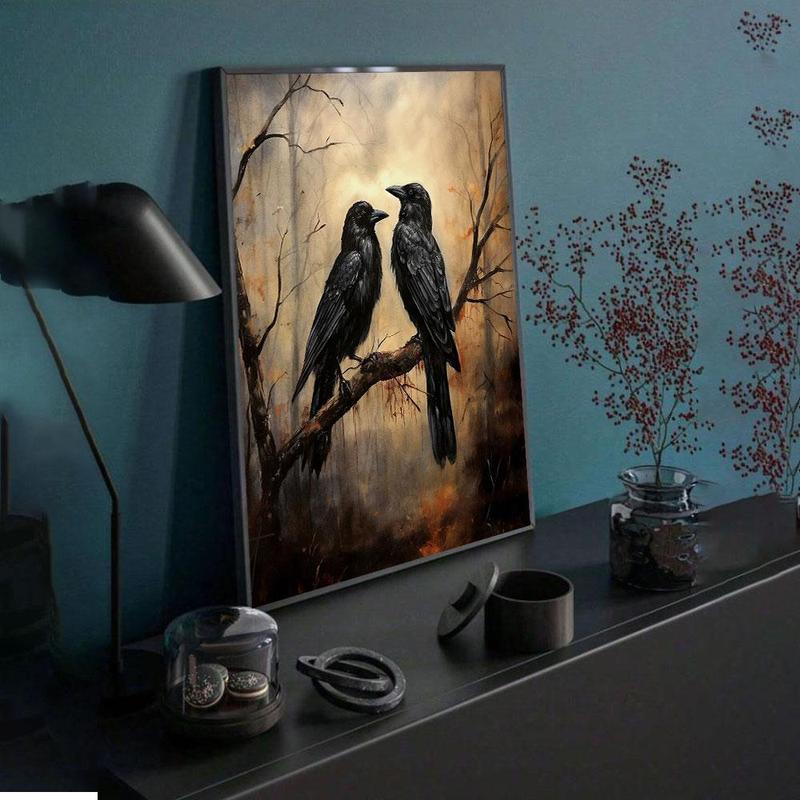 Crow Pattern Canvas Painting without Frame, 1 Count Modern Wall Art Painting, Wall Art Decor for Home Living Room Bedroom Office School