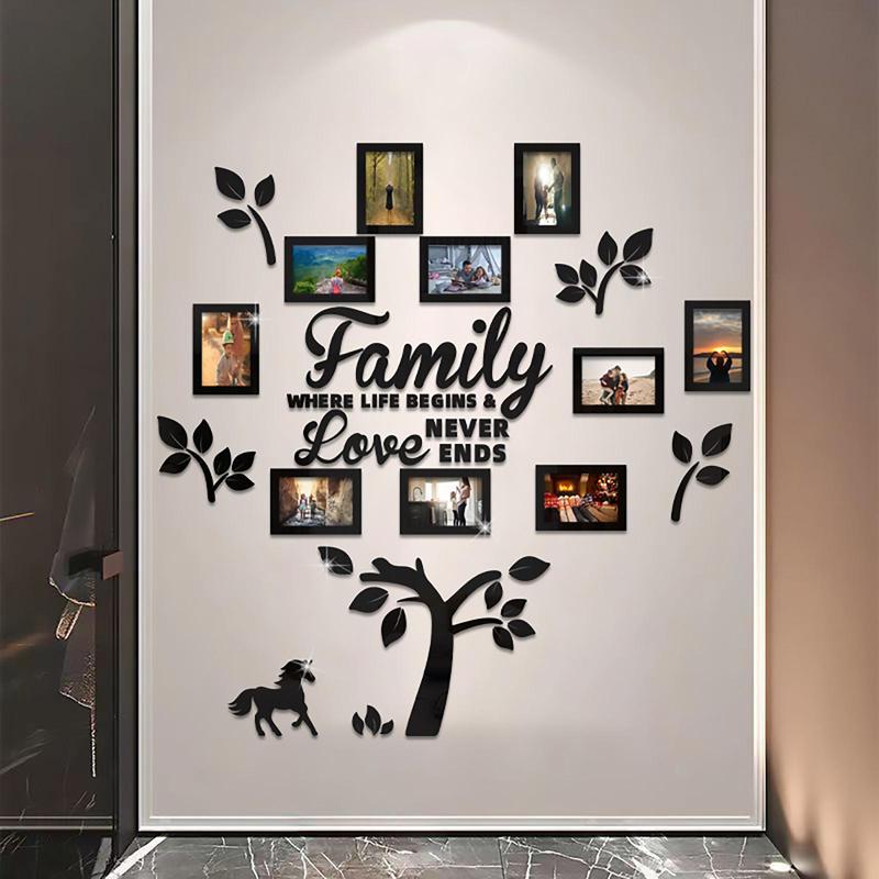 Acrylic Mirror Photo Frame Wall Sticker, 1 Set Family Tree Pattern Self-adhesive Removable Wall Decal, Wall Decor for Home & Office