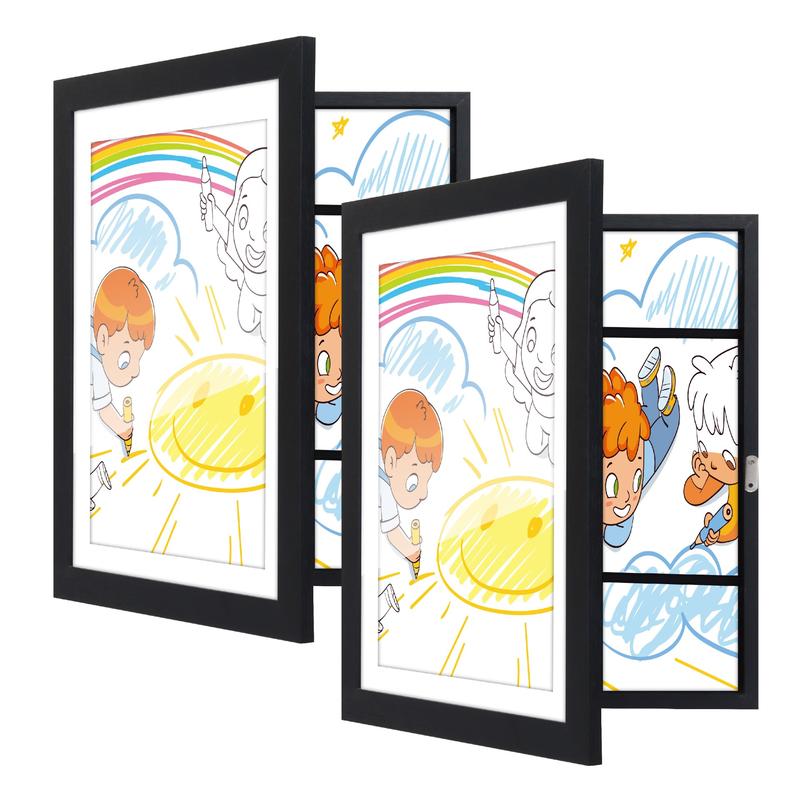 2 Pack Kids Art Frames, 10x12.5 Kids Artwork Frame Changeable Front Opening, Children Storage Frame Hold 50Pcs Crafts, Drawing, Art Projects, Schoolwork Colorful Decor