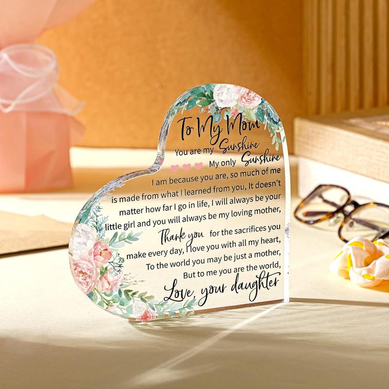 Mothers Day Gifts for Mom Acrylic Mom Gift Birthday Gift Sign Plaque Presents from Daughter Son Grateful Christmas Valentines Birthday Gifts,5.91 x 5.91 x 0.55 Inches Ornaments Decor Decoration