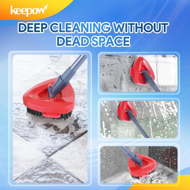 Keepow Mop Heads + Scrub Brush Replacement Set Compatible with Spin Mop and Bucket 2 Tank System