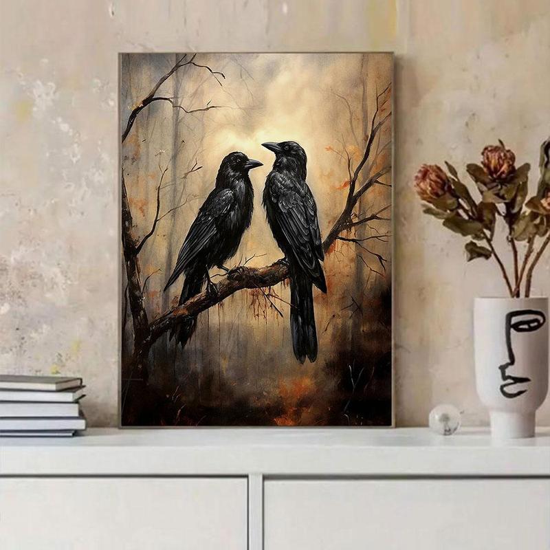 Crow Pattern Canvas Painting without Frame, 1 Count Modern Wall Art Painting, Wall Art Decor for Home Living Room Bedroom Office School