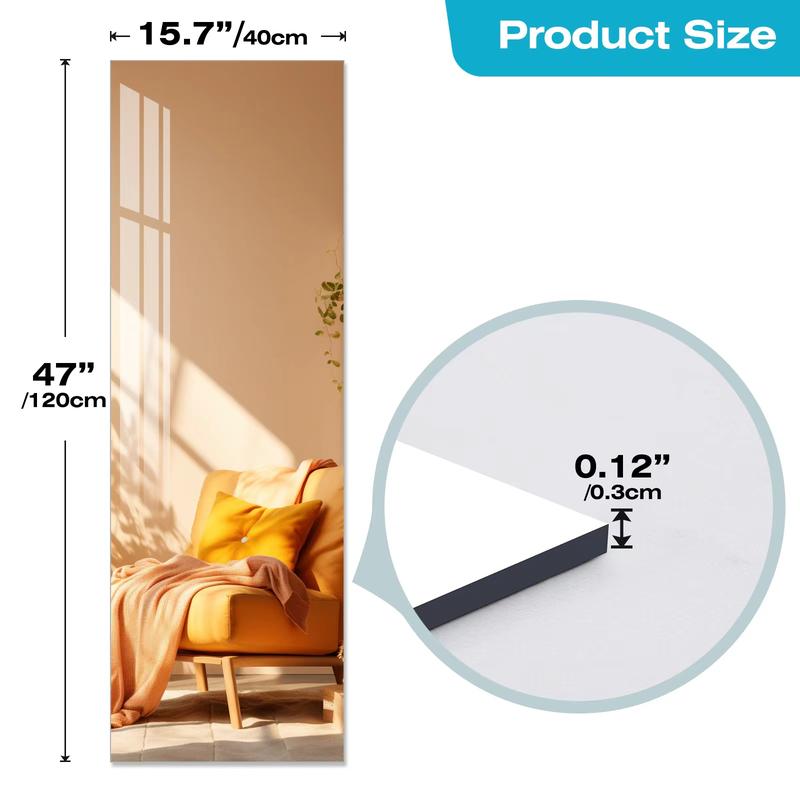 Full Length Mirror,Acrylic Soft Mirror,High Definition Soft Mirror, A Seamless Full-Length Mirror, Suitable for Your Home Porch,Living Room, Bedroom, Home Gym，Hd mirror (2 pieces) (Lagre 47.25