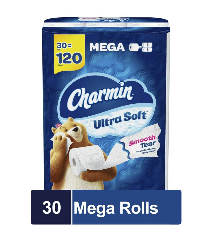 Charmin Ultra Soft Toilet Paper 30 Mega Rolls, 224 Sheets per Roll