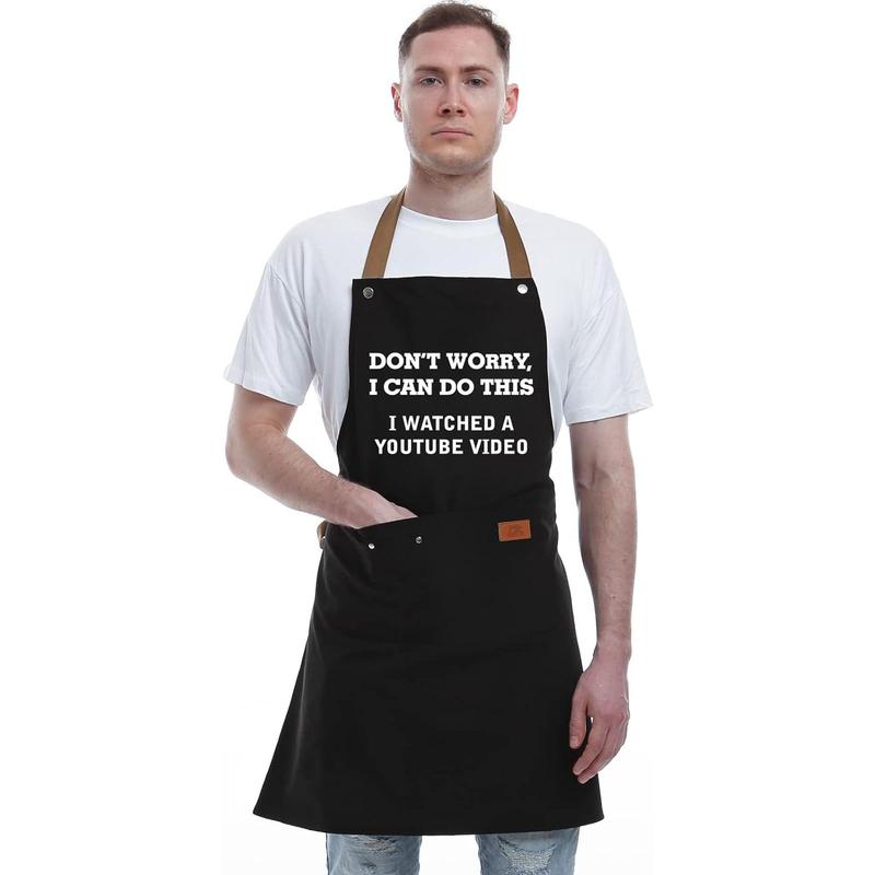 Father's Day Gifts for Dad, Gifts for Husband, Boyfriend, Brother, Men Birthday Gifts, Funny Gifts for Mom, Dad Gifts From Daughter Son – BBQ Cooking Chef Apron 3 Pockets, Kitchen Gifts