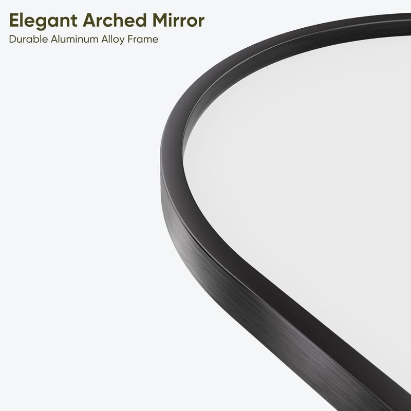 Full Length Mirror,Arched Full Body Mirror,Floor Mirror with Stand,Body Mirror Standing Hanging Leaning Against Wall,Aluminum Frame Large Mirror for Bedroom Cloakroom,Living Room,Black