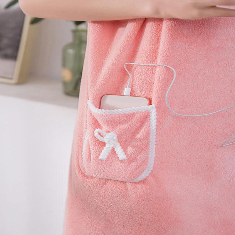 Wearable Bathrobe, Soft Comfortable Absorbent Thickened Bath Towel with Button, Bathroom Accessories for Home Salon Hotel Travel