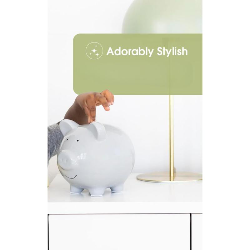 Large Ceramic Piggy Bank, Ideal for Boys and Girls, S Money and Coin Bank,   Boy, Great Gift, Solid Gray Decor Ornaments