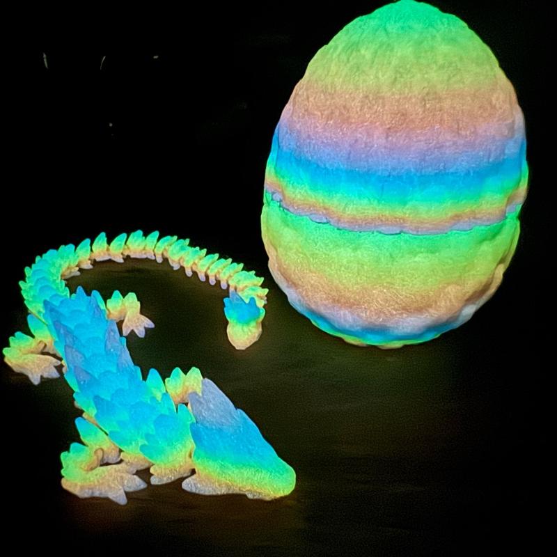 3D Printed Glow In The Dark Rainbow Dragon Decor Gift Figurine by PrintCraft Studios Room Ornaments